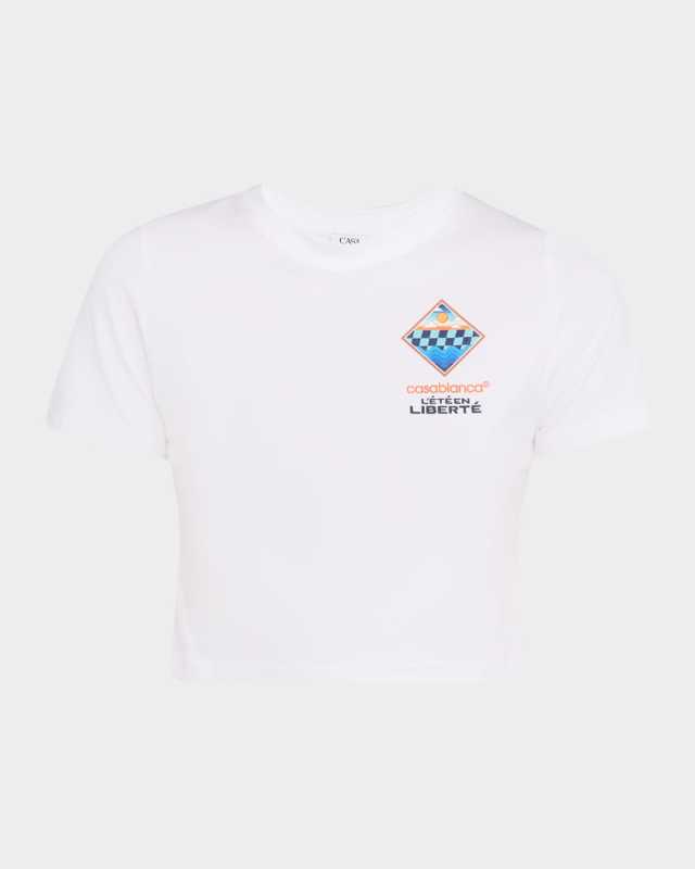 Lete En Liberte Print Crop Baby T-Shirt
